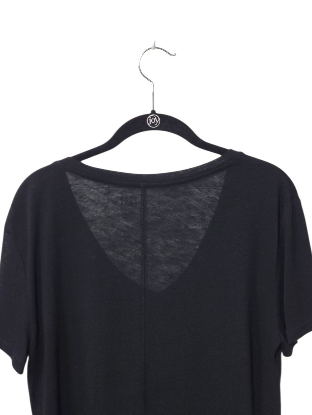 Gap Black Linen Blend V Neck Tee M Coastal Minimalist Slouchy Luxe Basic - Picture 5 of 9